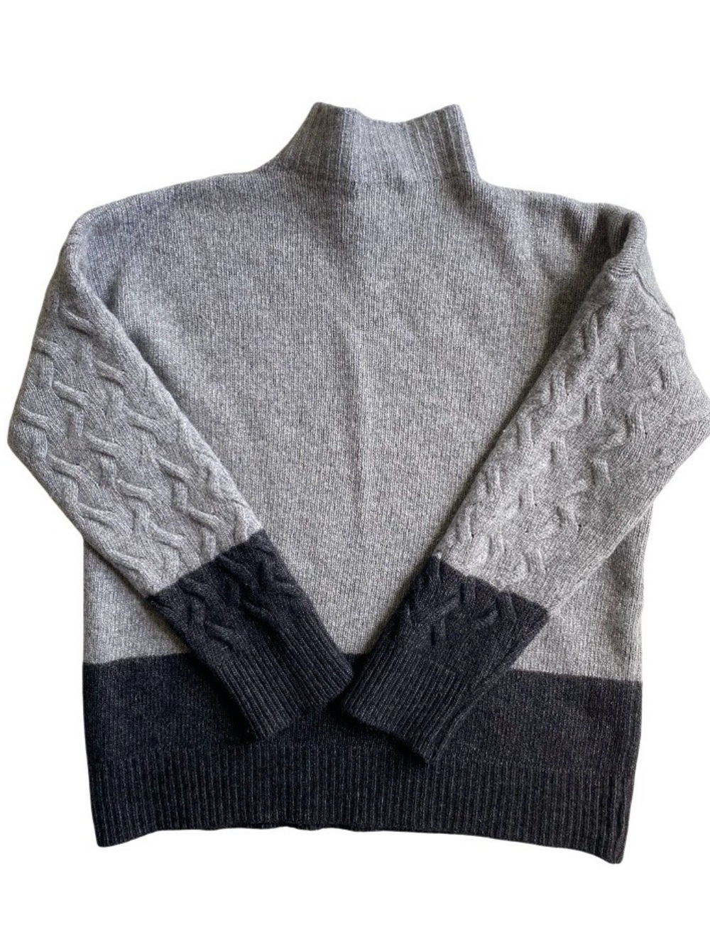 Bartolini Made in Italy Gray Colorblock Mock Neck Wool Cashmere Sweater Size L - Picture 7 of 7